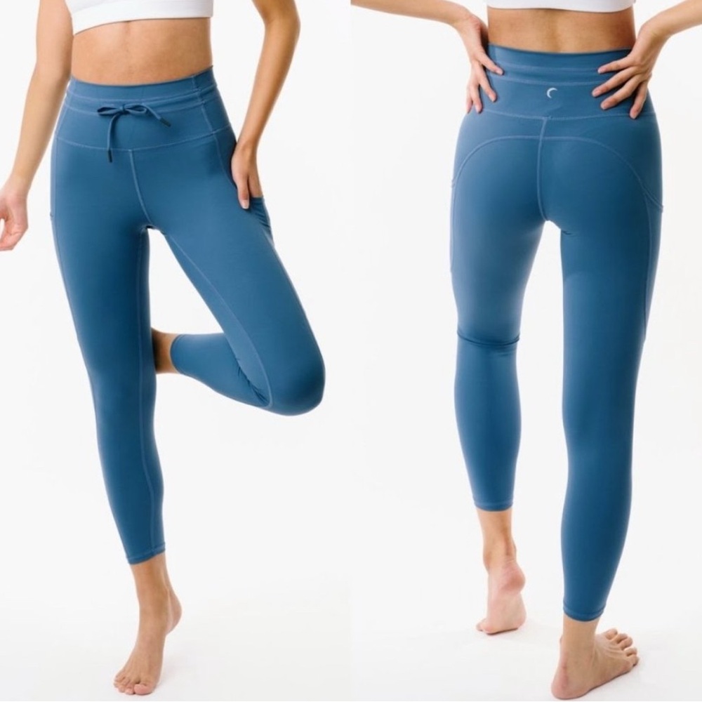 Zyia Calm Blue Retired Drawstring High Waisted 7/8 Length Leggings Slim Joggers